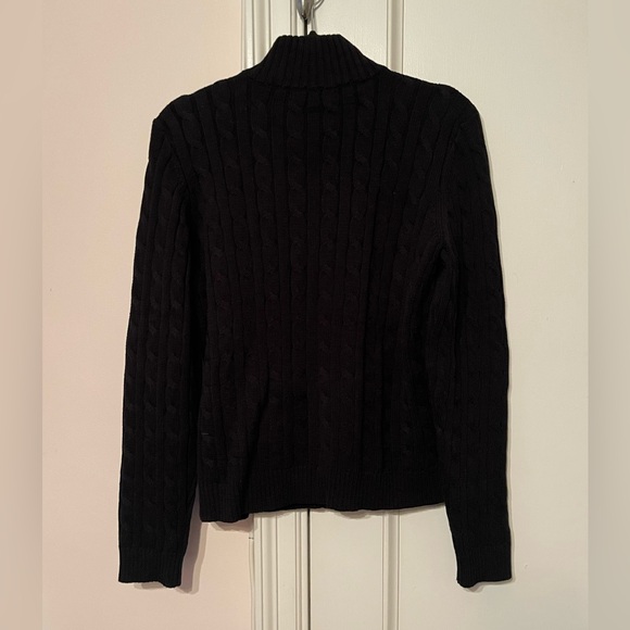 Lauren Ralph Lauren Black Cable Knit Zip Up Sweater - Picture 3 of 4